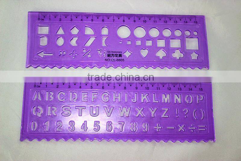 2015 Hot Factory Direct Sale OEM High Quality 2 Pieces PVC Letter Stencil Ruler school stationery