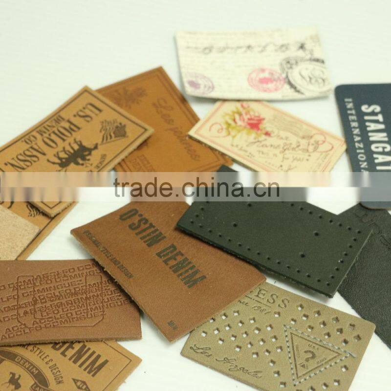 Custom jeans pu label and jeans leather patch labels