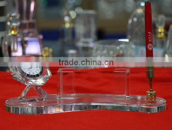 Desk Decoration Crystal Glass Pen holder with Photo Frame