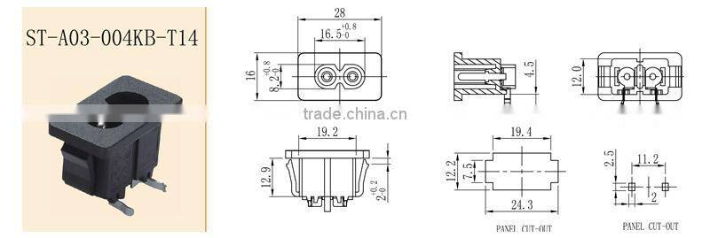 C8 IEC Power Socket &IEC60320 UL498 AC inlet