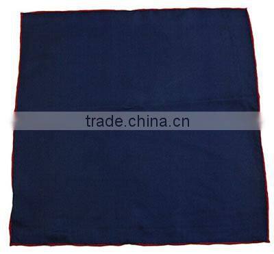 Hand made contrast color margin pocket square silk
