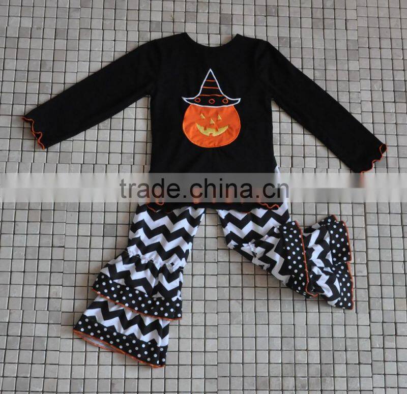 2016 latest design infant floral pumpkin cat halloween clothing