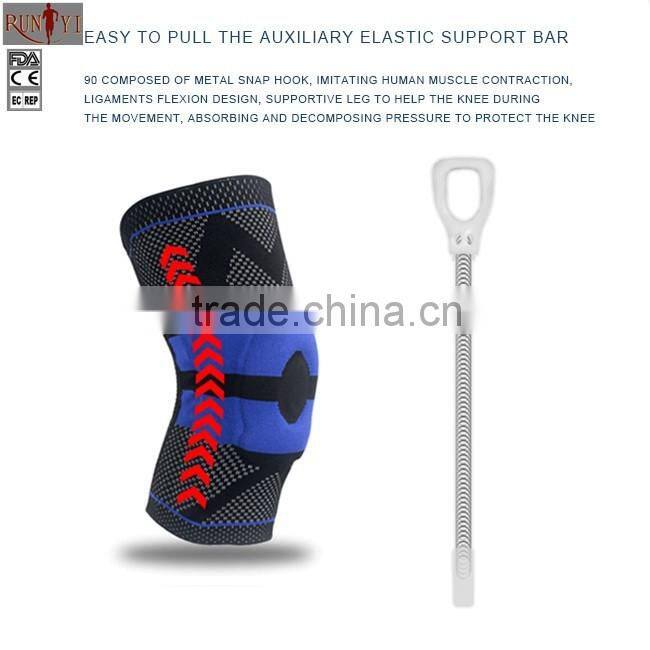 Crossfit Knitting Machine Flat Knee Brace with Silicone Gel Pad from China Supplier
