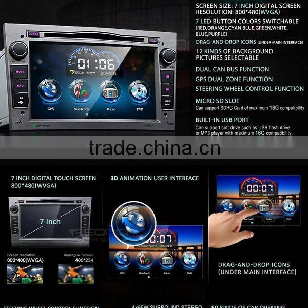 EONON GM5154 Gray 7 Inch Digital Touch Screen Car DVD Player with Screen Mirroring Function& Built-in GPS For OPEL