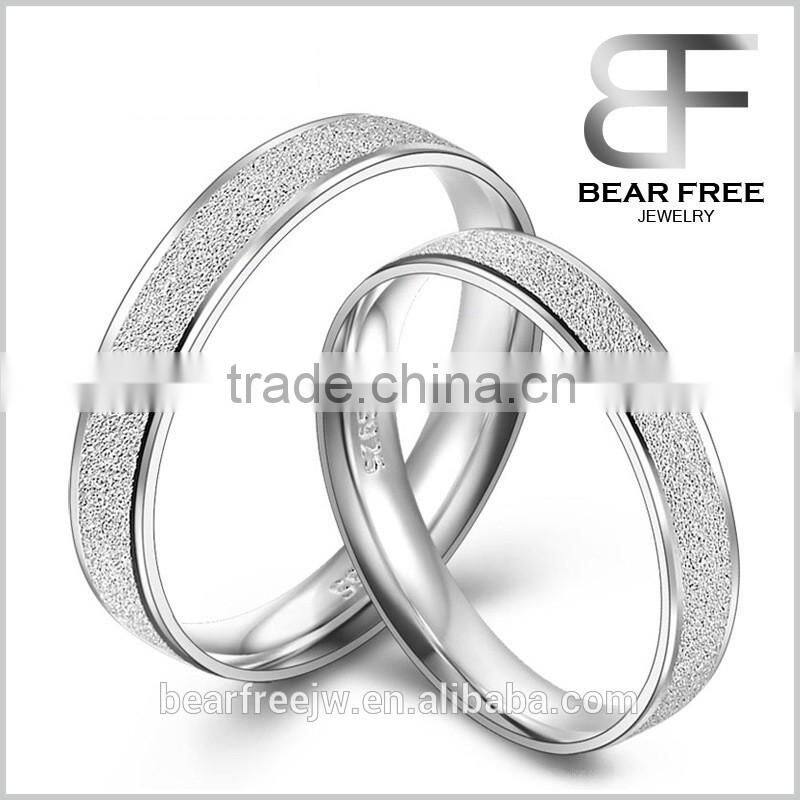 Wholesale Frosted Surface couples rings jewelry silver wedding ring design
