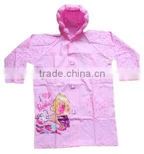 pink PVC child rainsuit rainponcho