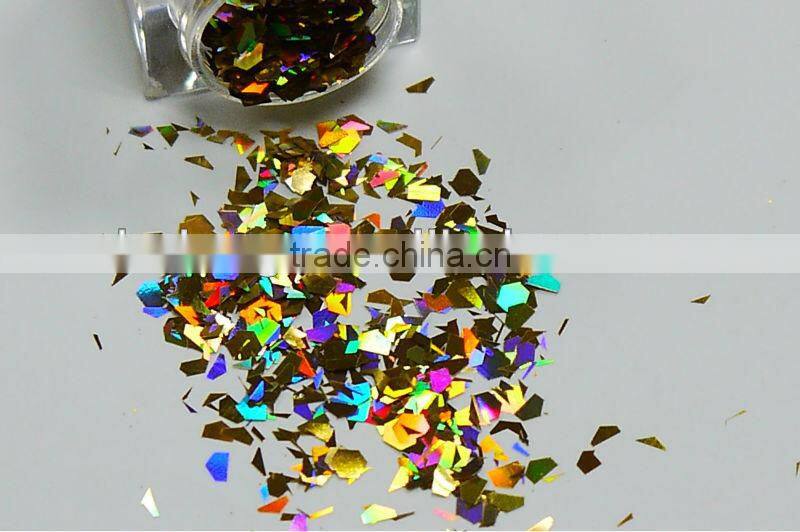 Irregular laser gold glitter