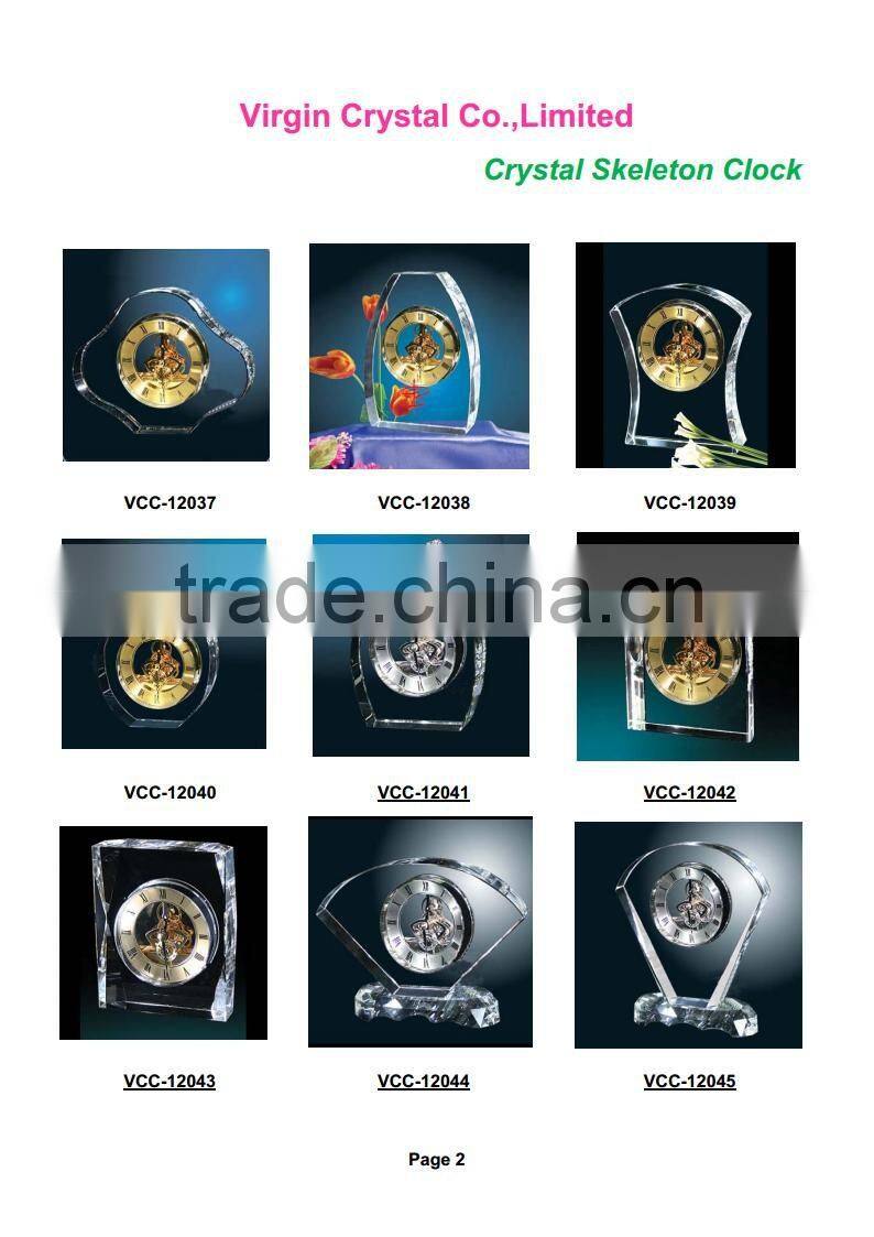 Hot clear crystal flame shape mechanical table clock art crafts