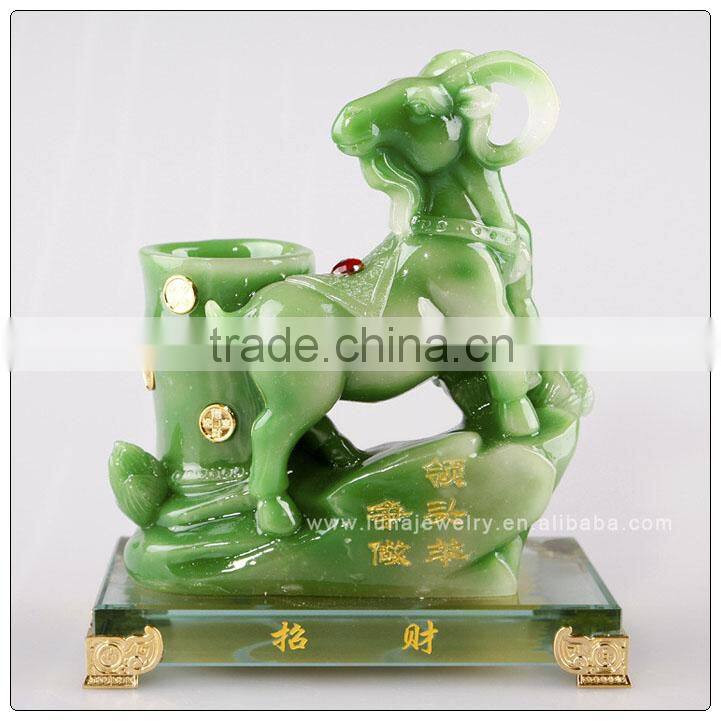 Jade color Chinese zodiac animals Chinese Horoscope Sheep Pen holder