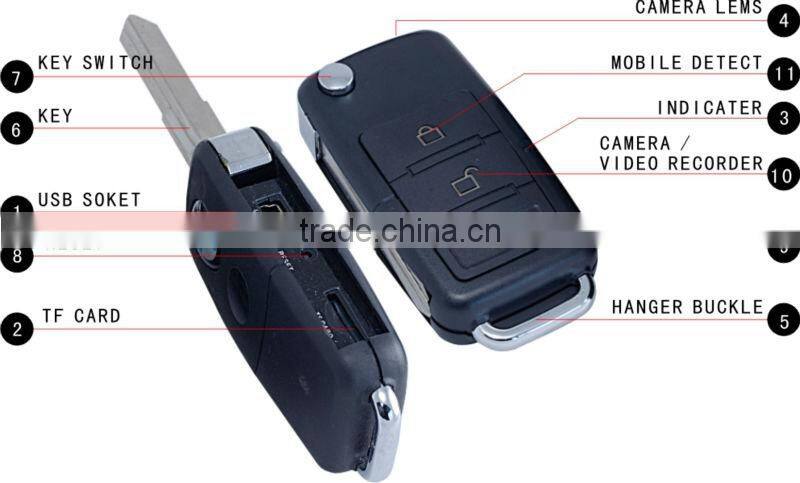 hd 5mp 1280*960 30fps mini dv dvr car key hidden camcorder with USB interface longtime recording support insert 16G TF card