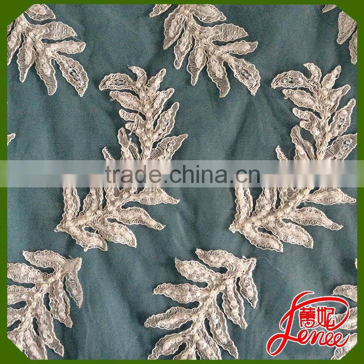 Leaf Pattern Design Mesh Embroidery Fabric From High Quality Supplier