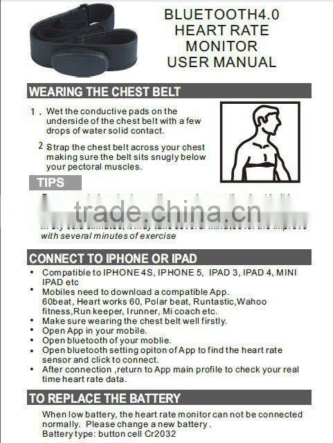 KYTO bluetooth heart rate chest belt/ Textile strap with bluetooth heart rate transmitter clip