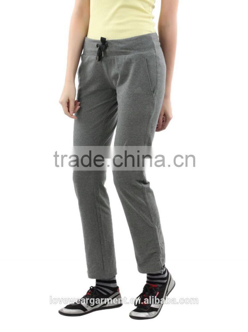 Women plain grey french terry cotton sweat pants wholesale