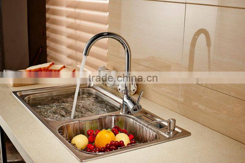 Chrome single handle brass kitchen sink faucet
