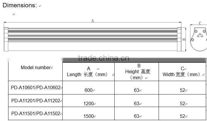 IP65 electric plastic tape AL+PC lens Pendant hanging light fixture of ceiling for LED Linear Light chandelier