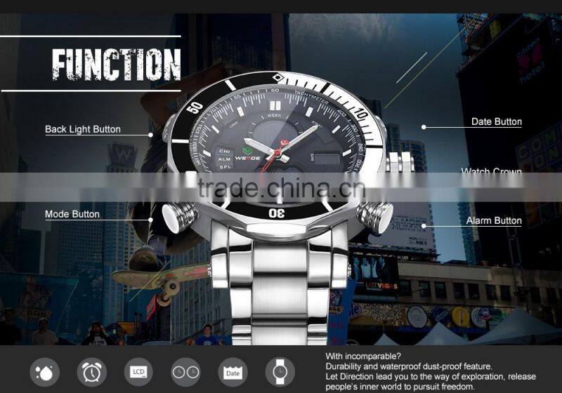 Weide Watches Men Military Wrist Watch Men Quartz Digital Stainless Steel Back Water Resistant Watches