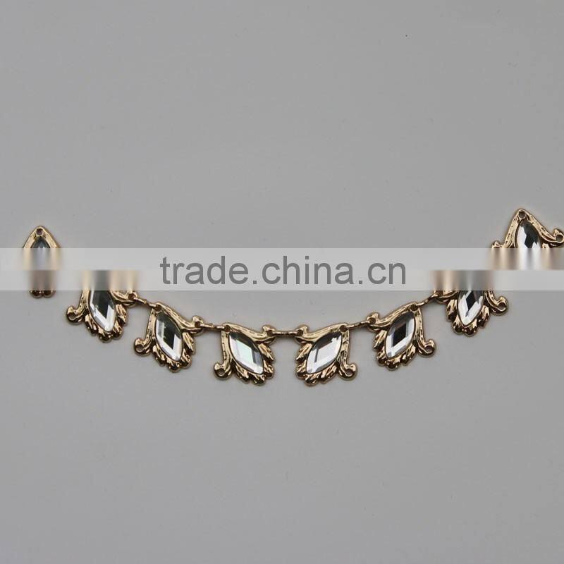 High quality metal neckline for women dress t-shirts on sale with high quality glass