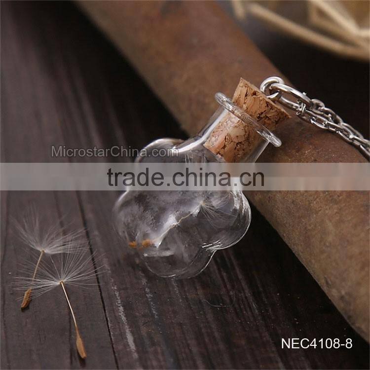 8 Designs DIY Creative Drift Bottles Glass Pendant Necklace Dandelion Necklace
