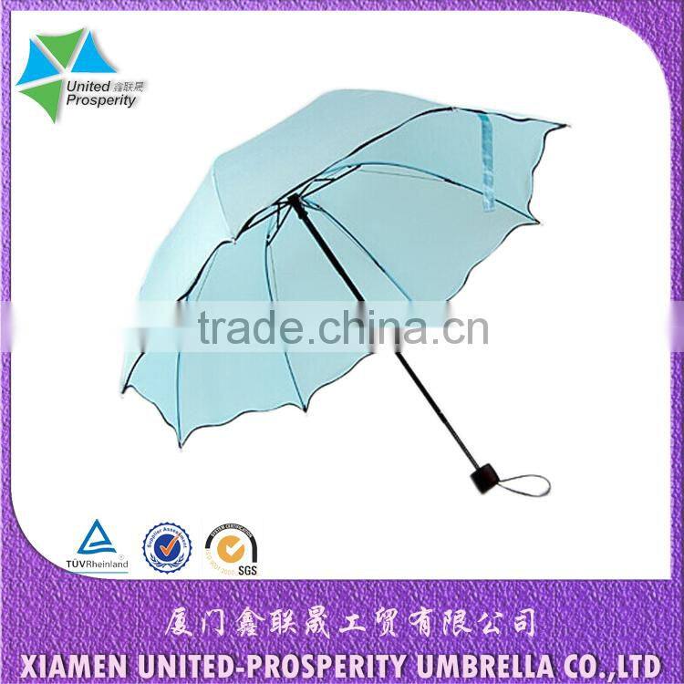 Popular item lace auto open and close 3 fold umbrella