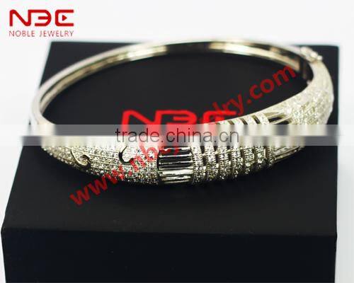 2015 wax mocro pave setting silver bangle,most popular silver bangle for girls and women