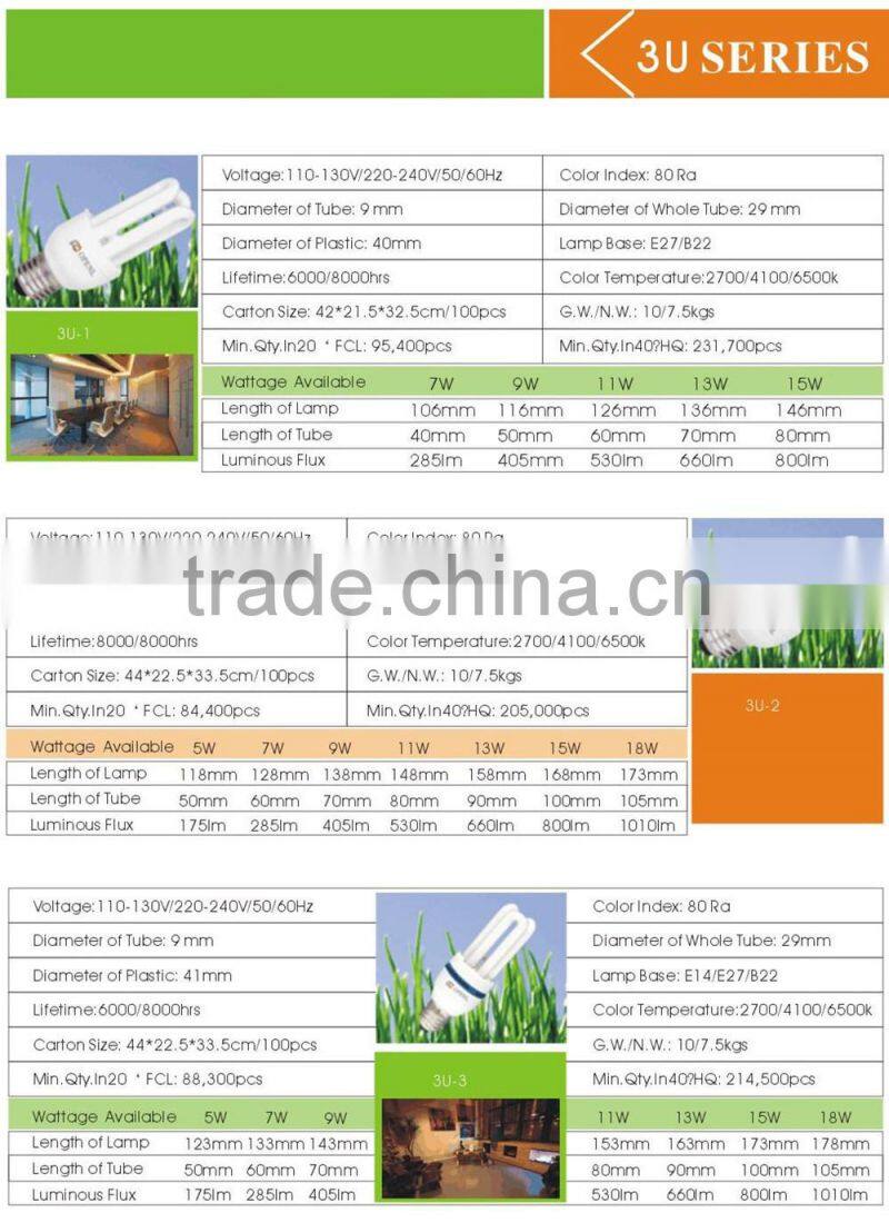 Dia 9mm 3U lamp energy saving bulb