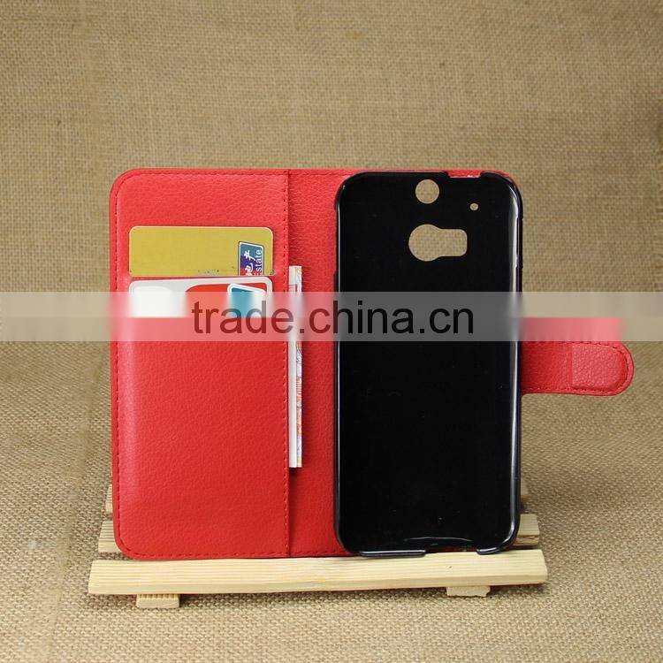 Durable best sell flip leather phone case for htc one m8