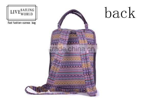 fashionable canvas laptop backpack with handle and shoulder straps