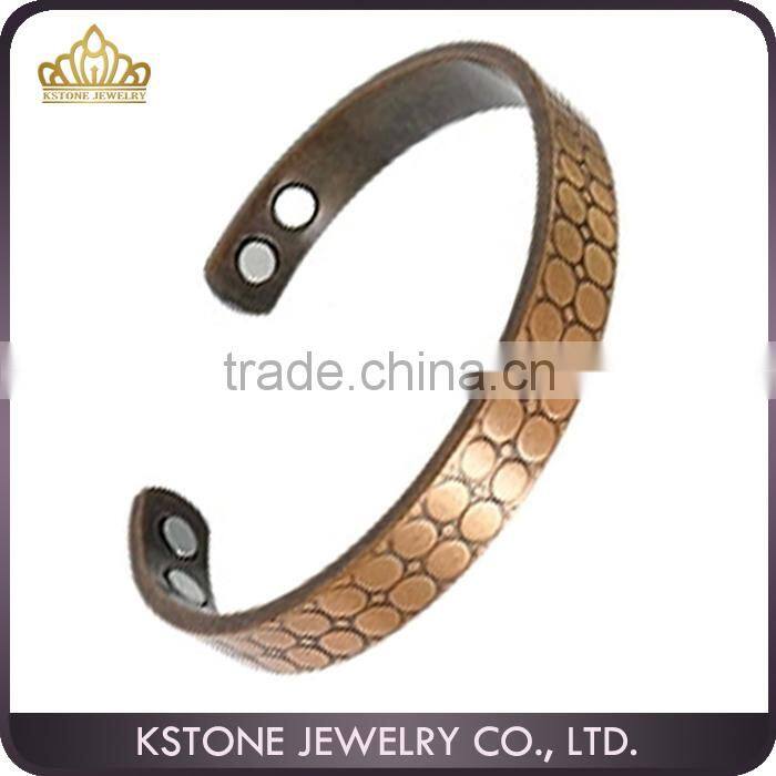 KSTONE Therapy Stone Jewelry Gold Plated Balance Vintage G Style Cuff Magnetic Copper Bangle