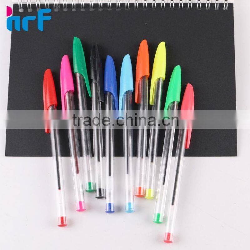 Colorful disposable plastic ball pen