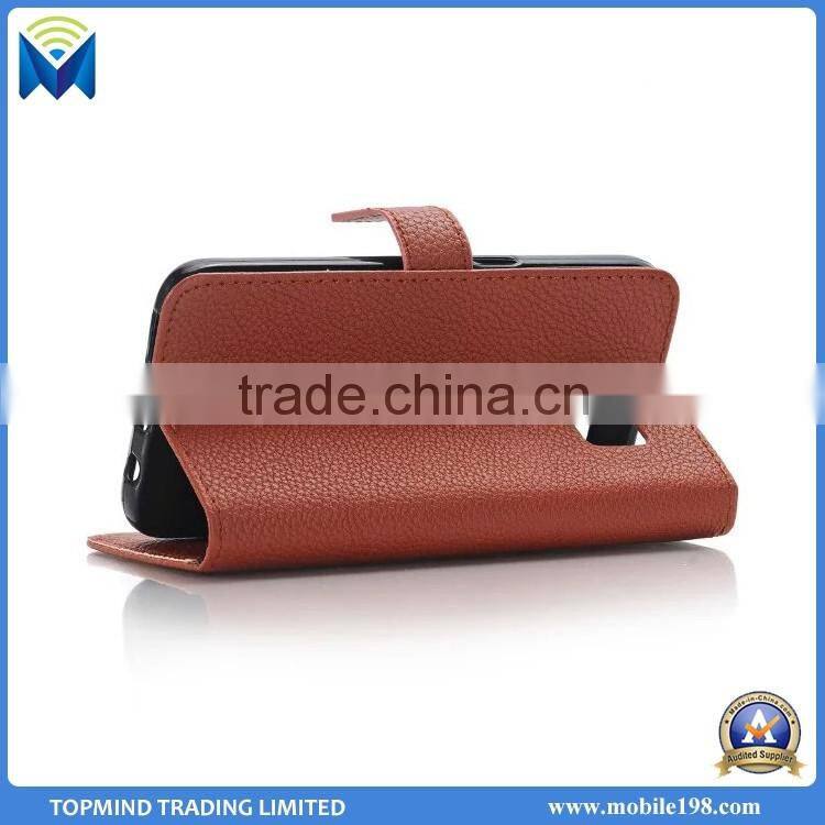 Cheap Litchi Pattern PU Wallet Leather Case for Samsung Galaxy S7 Edge with Card Slot