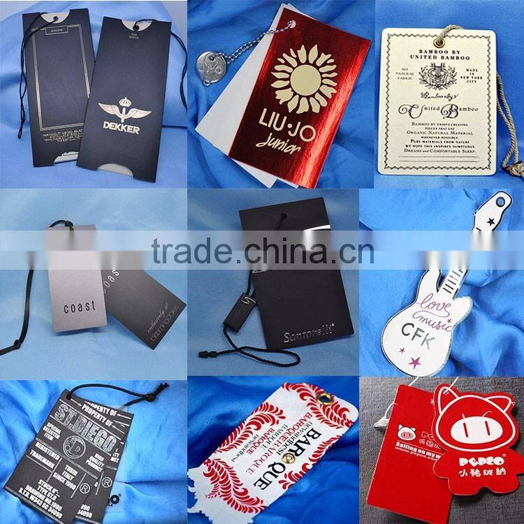 China factory custom own logo fashion jeans garment paper hang tags, paper ticket, swing tag