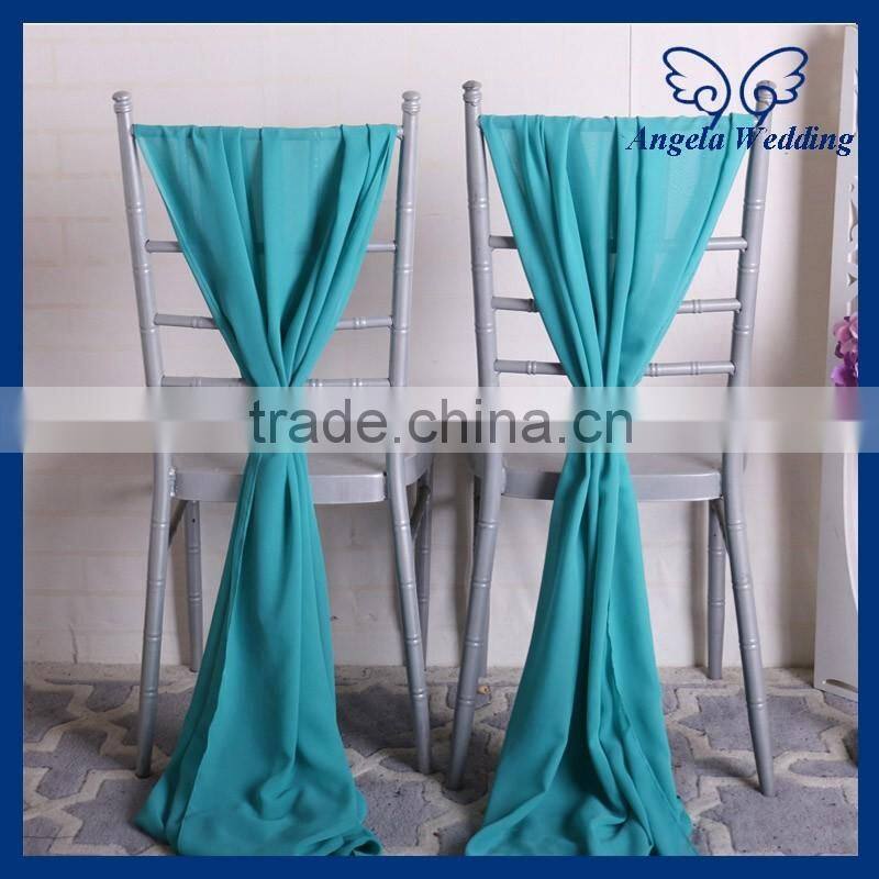 SH004F cheap many colors available custom made wedding turquoise chiffon chair sash with buckle