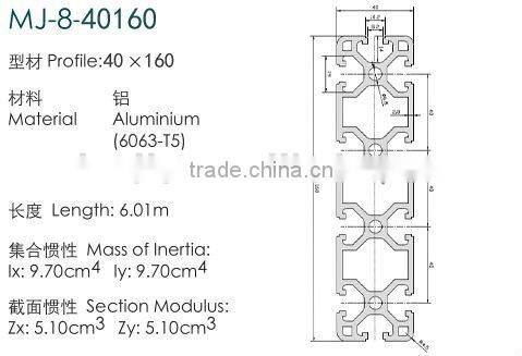 Industrial Aluminum profile 8 Slot 40x160