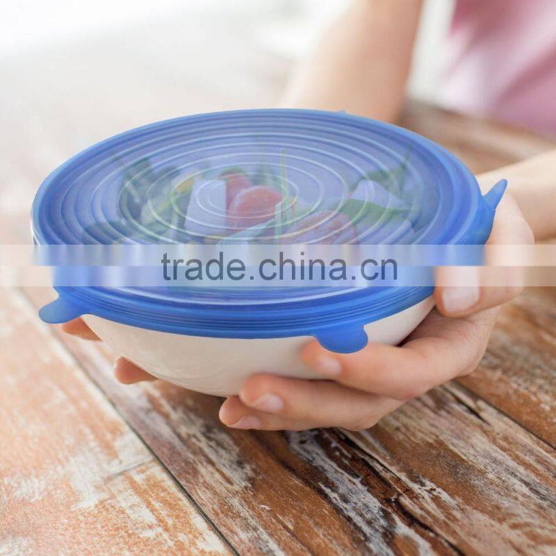 New Wholesale FDA food grade bpa free clear 6 sizes container replacement reusable as seen on tv silicone stretch lid