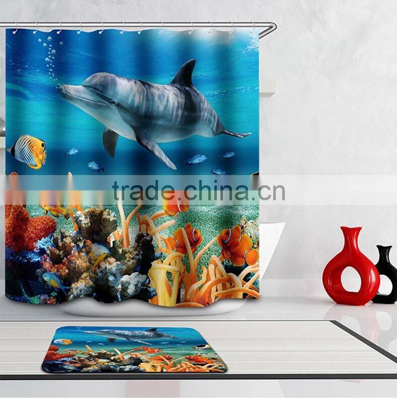 polyester material 3D printed Eiffel Tower customized shower curtain