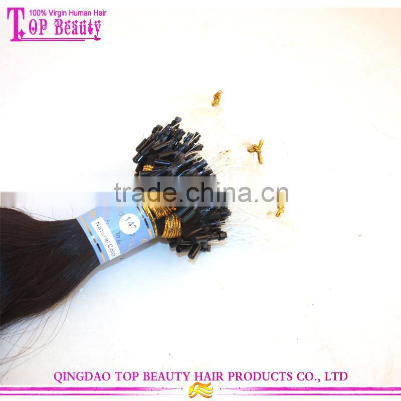 Qingdao hot sale body wave micro loop hair extension 8a grade human hair micro loop hair extension