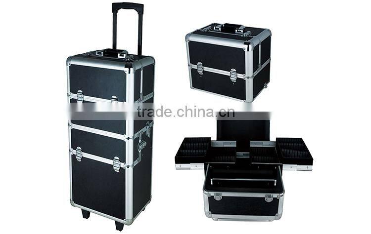 Custom Logo Personalized Lockable Aluminum Frame ABS Lighting Makeup Case With Stand