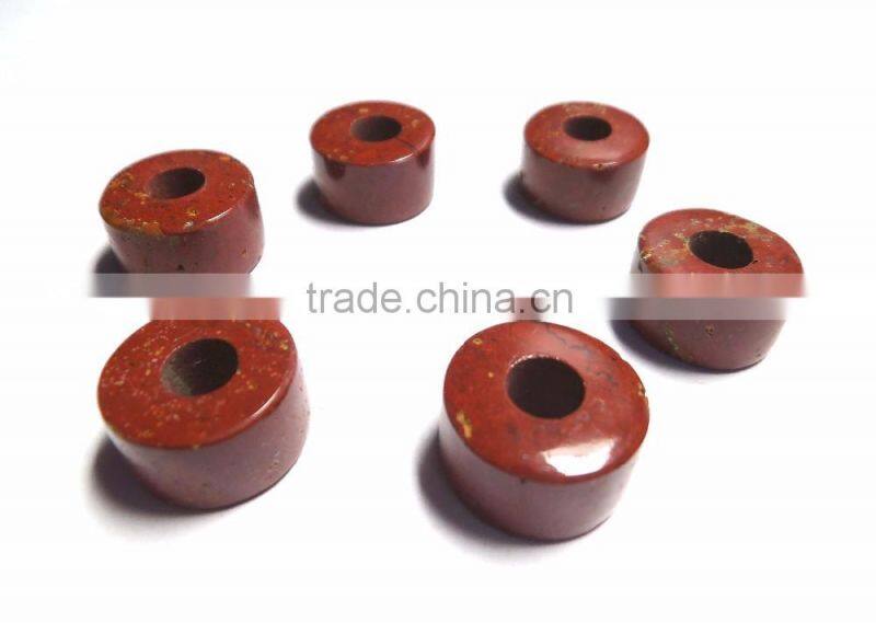 Natural Red Jasper Smooth Handmade Big Hole Tyre Beads