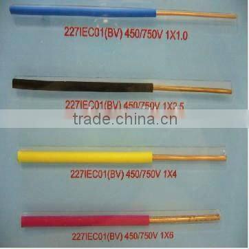 pvc insulate bv 1.5mm2 16 awg solid copper electrical wire cable