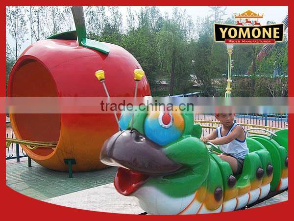 Electrical worm design track train for adult and kids apple bug roller coaster amusement rides