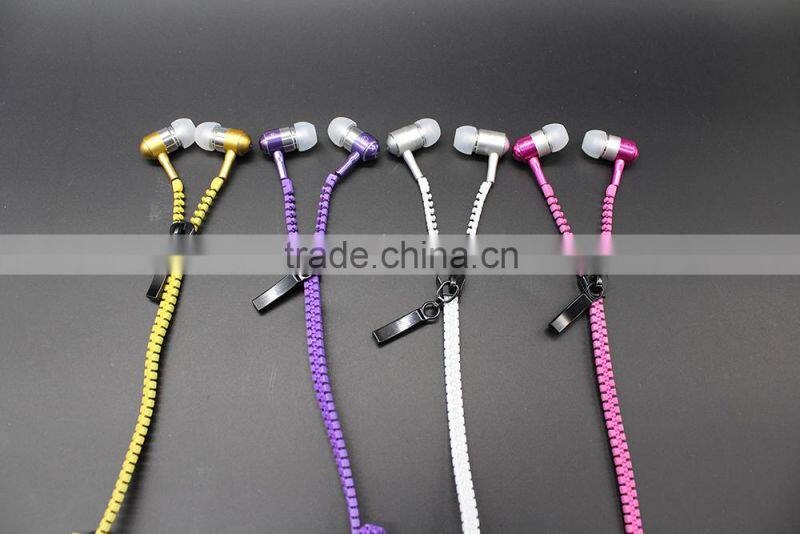SNHALSAR free samples mobile sport earphone, zipper metal earphones