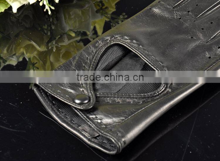 Breathable summer short ladies sheepskin leather driver glove