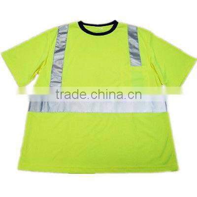 fluorescent sports shirt/reflective T-shirt/reflective tape t-shirt/safety clothing/luminous safety clothing