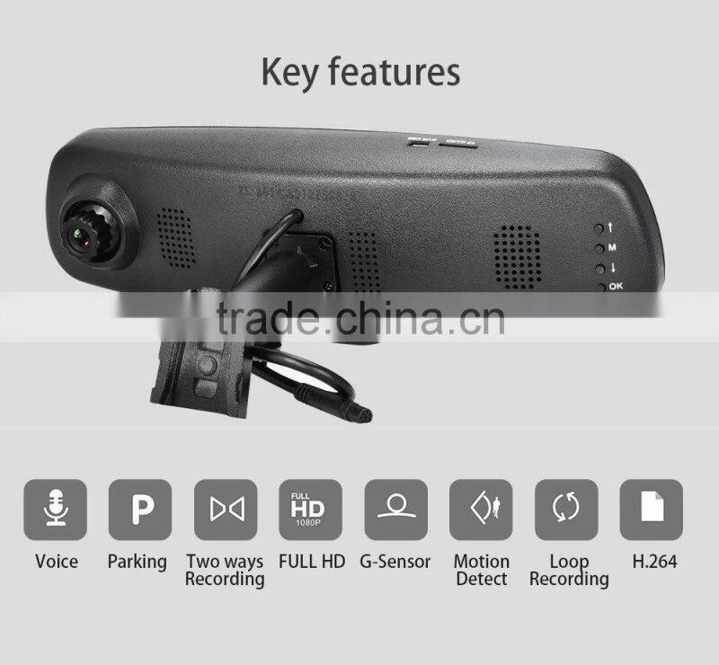 rearview mirror dual camera car dvr, 1080p, g-sensor,car camera dvr