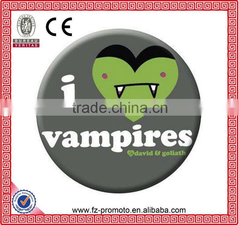 customized yellow printed heart round pin buttons badge metal badge