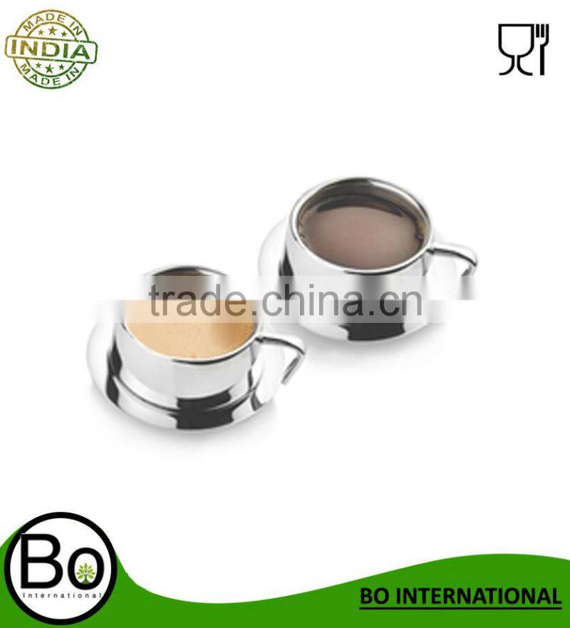 Stainless Steel Cup With Coaster 8 x 5 cm & 11 x 11 cm