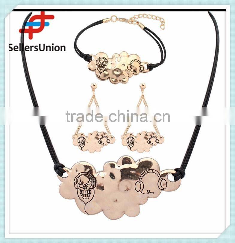 No.1 yiwu & ningbo exporting commission agent wanted leather chain new design necklace and bracelet set with earrings