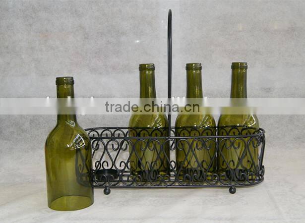 2014 hot sale iron basket candle holders with 4 pcs bottle