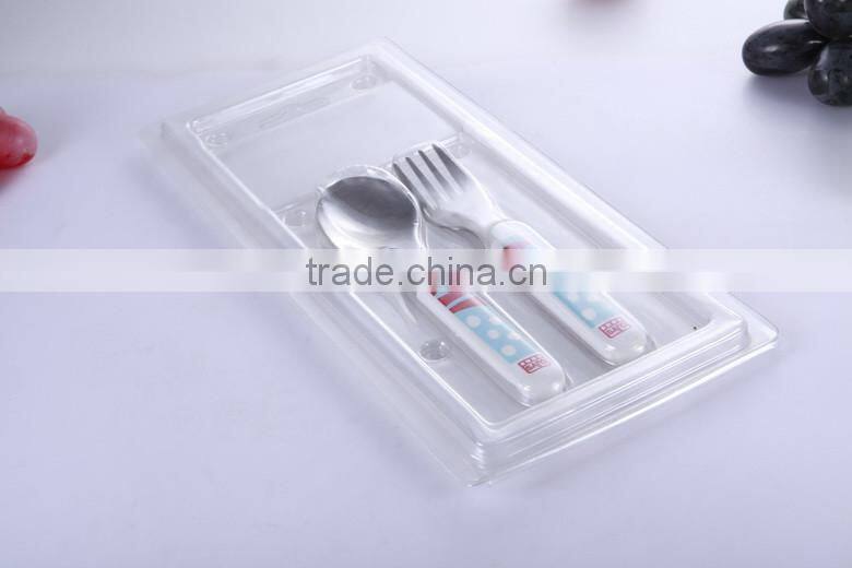 Elegent and Hight Quality Plastic Handle Spoon Fork Baby Cutlery Set