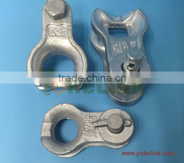 Thimble clevis cable clamp for electrical power fitting